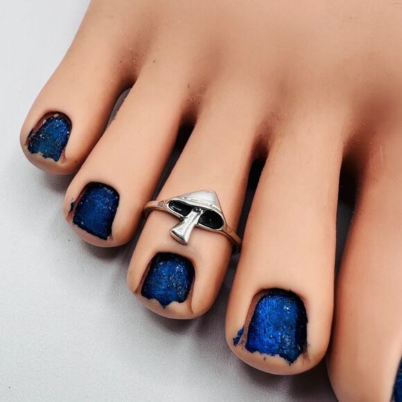 Sterling Silver Mushroom Toe Ring - Picture 2 of 4